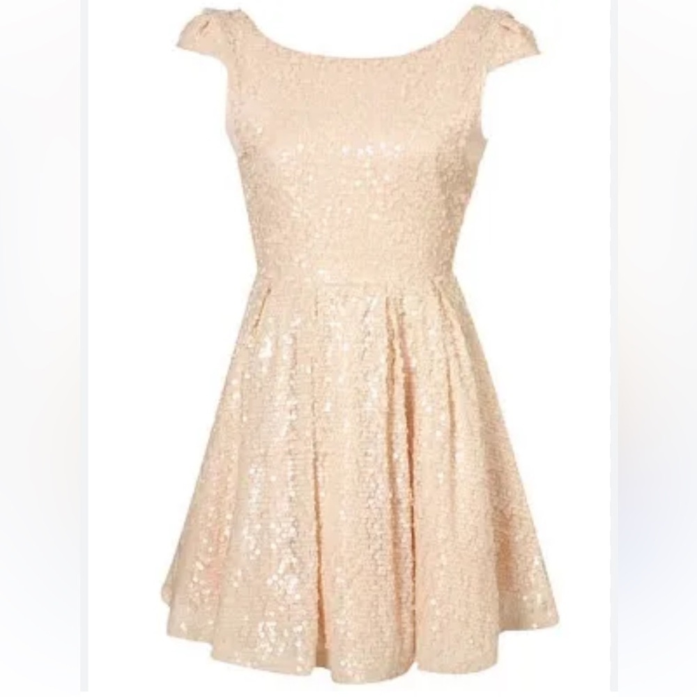 Topshop Nude Pink Embellished
Sequin Dress Size 4